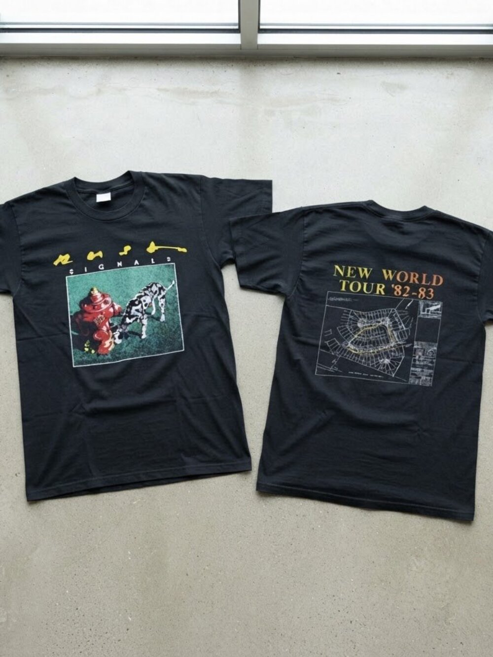 1982 Rush Signals New World Tour Black T-Shirt S-4XL